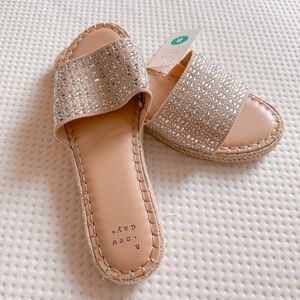 Women’s sandals, rhinestones, size 8, brand new, never worn in box. A new day